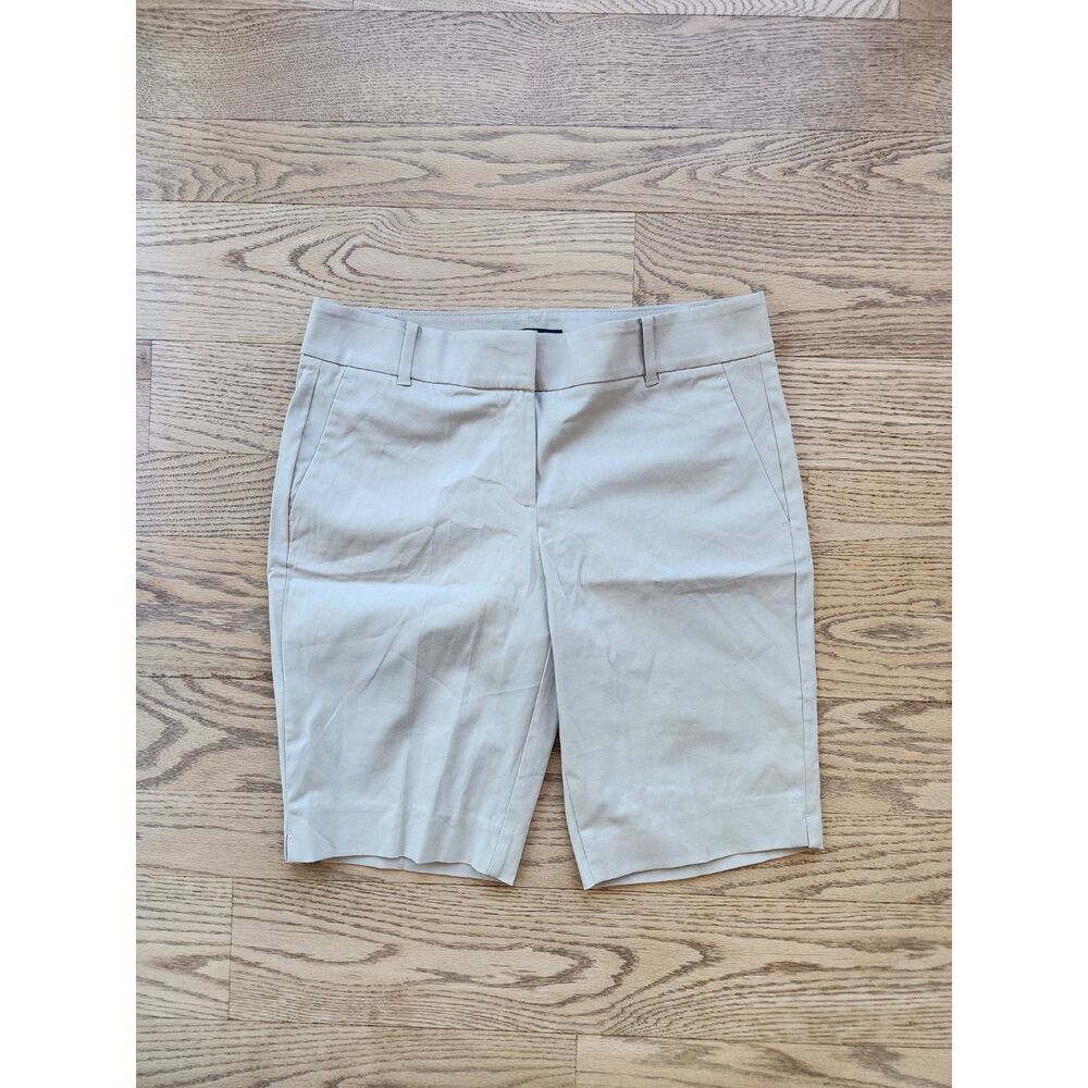 Ann Taylor Womens 4 Bermuda Shorts 10.5" Beige Khaki Office 98% Cotton Y2K